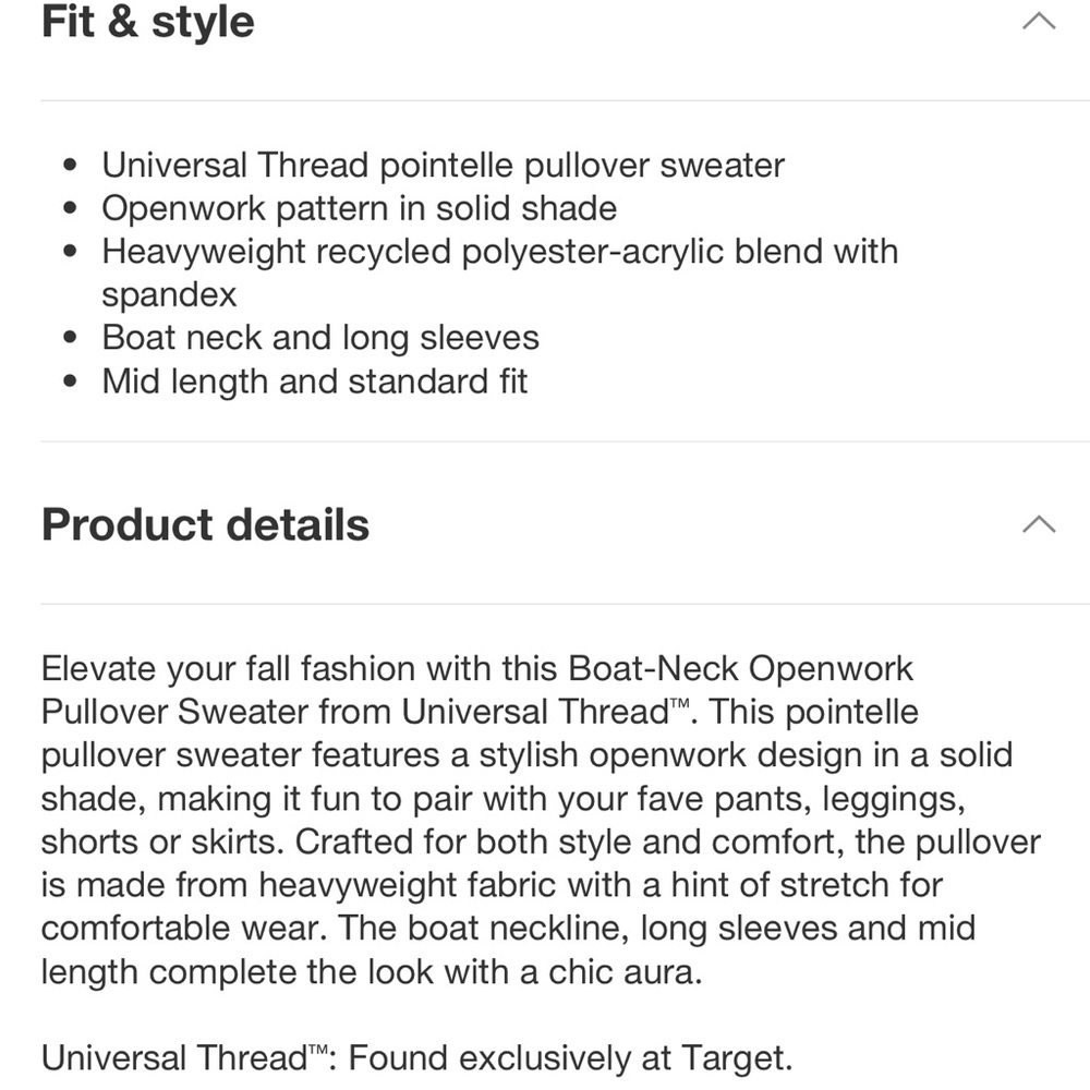 NWT Universal Thread Openwork Pullover Sweater Si… - image 3